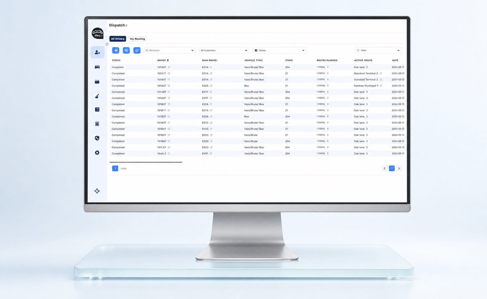 Light Cabrely Dispatch monitor mockup preserving the original dashboard interface